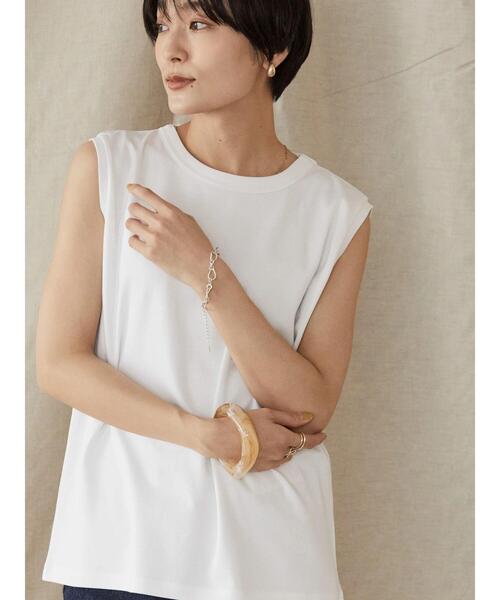 AMERICAN HOLIC(アメリカンホリック)の「ノースリーブカットプルオーバー(Tシャツ/カットソー・レディース・その他7/グレイッシュベージュ/オフホワイト/ブラック・L/M)」の3枚目の写真