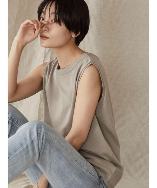 AMERICAN HOLIC(アメリカンホリック)の「ノースリーブカットプルオーバー(Tシャツ/カットソー・レディース・その他7/グレイッシュベージュ/オフホワイト/ブラック・L/M)」の4枚目の写真