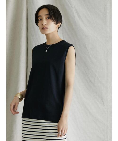 AMERICAN HOLIC(アメリカンホリック)の「ノースリーブカットプルオーバー(Tシャツ/カットソー・レディース・その他7/グレイッシュベージュ/オフホワイト/ブラック・L/M)」の1枚目の写真