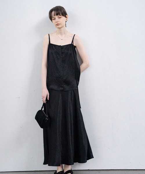 EKCOOKIES（イーケークッキーズ）の「【 EKCOOKIES 】フロントボタン光沢ビスチェ風キャミソール（キャミソール・レディース・ホワイト/ブラック・S/M）」の8枚目の写真