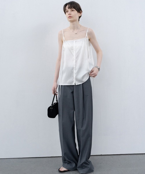 EKCOOKIES（イーケークッキーズ）の「【 EKCOOKIES 】フロントボタン光沢ビスチェ風キャミソール（キャミソール・レディース・ホワイト/ブラック・S/M）」の20枚目の写真