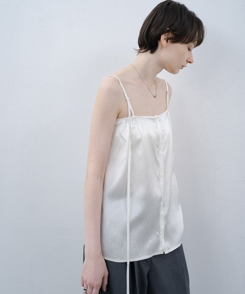 EKCOOKIES（イーケークッキーズ）の「【 EKCOOKIES 】フロントボタン光沢ビスチェ風キャミソール（キャミソール・レディース・ホワイト/ブラック・S/M）」の22枚目の写真