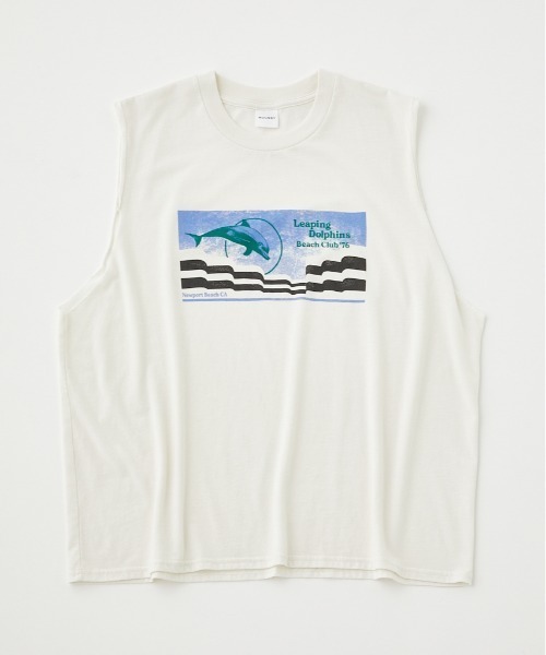 MOUSSY(マウジー)の「LEAPING DOLPHINS NS Tシャツ(タンクトップ・レディース・オフホワイト/ライトブラック・FREE)」の1枚目の写真
