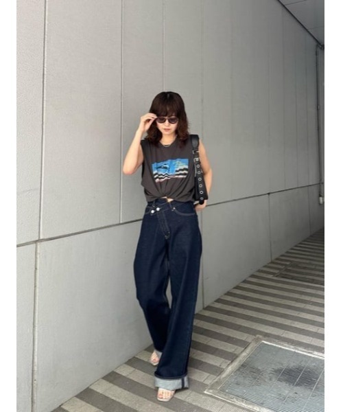 MOUSSY(マウジー)の「LEAPING DOLPHINS NS Tシャツ(タンクトップ・レディース・オフホワイト/ライトブラック・FREE)」の18枚目の写真
