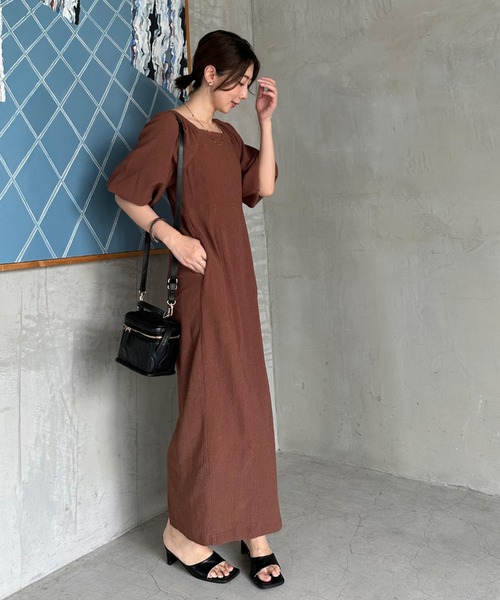 ジャガードバルーン袖バックＺＩＰワンピース