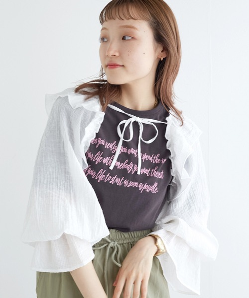 w closet（ダブルクローゼット）の「フリルスリーブボレロ（その他トップス・レディース・ブラック/オフホワイト/イエロー・FREE）」の13枚目の写真