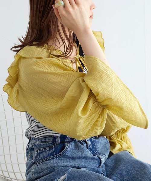 w closet（ダブルクローゼット）の「フリルスリーブボレロ（その他トップス・レディース・ブラック/オフホワイト/イエロー・FREE）」の22枚目の写真