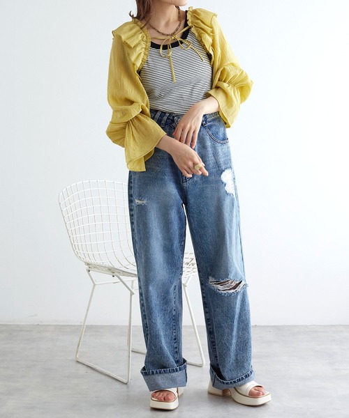 w closet（ダブルクローゼット）の「フリルスリーブボレロ（その他トップス・レディース・ブラック/オフホワイト/イエロー・FREE）」の14枚目の写真