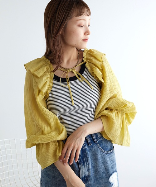 w closet（ダブルクローゼット）の「フリルスリーブボレロ（その他トップス・レディース・ブラック/オフホワイト/イエロー・FREE）」の10枚目の写真