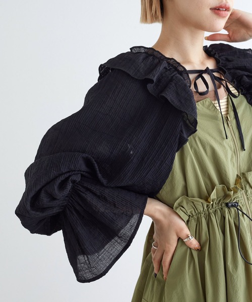 w closet（ダブルクローゼット）の「フリルスリーブボレロ（その他トップス・レディース・ブラック/オフホワイト/イエロー・FREE）」の11枚目の写真