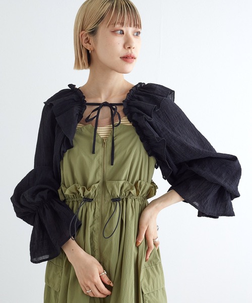 w closet（ダブルクローゼット）の「フリルスリーブボレロ（その他トップス・レディース・ブラック/オフホワイト/イエロー・FREE）」の16枚目の写真