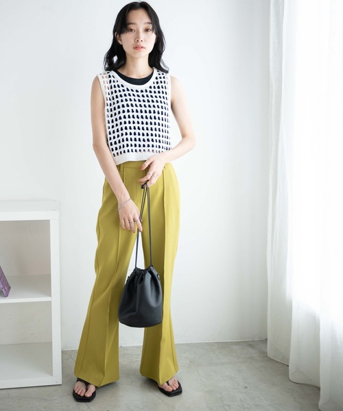 WEGO（ウィゴー）の「WEGO/メッシュニットタンク（ベスト・レディース・ブラウン/ホワイト・FREE）」の3枚目の写真