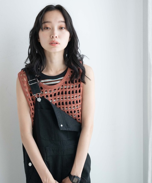 WEGO（ウィゴー）の「WEGO/メッシュニットタンク（ベスト・レディース・ブラウン/ホワイト・FREE）」の12枚目の写真