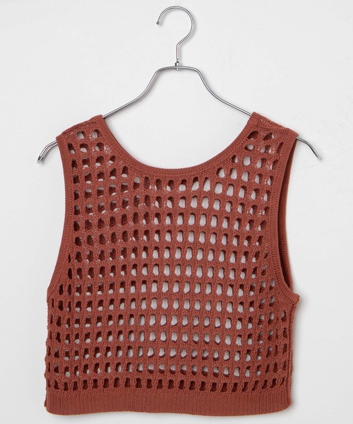 WEGO（ウィゴー）の「WEGO/メッシュニットタンク（ベスト・レディース・ブラウン/ホワイト・FREE）」の16枚目の写真