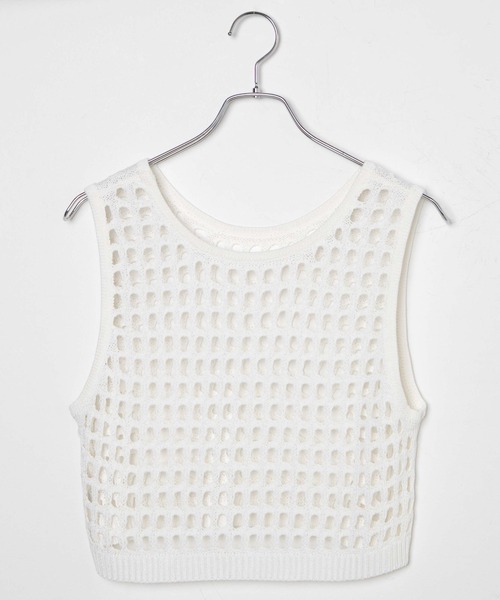 WEGO（ウィゴー）の「WEGO/メッシュニットタンク（ベスト・レディース・ブラウン/ホワイト・FREE）」の15枚目の写真