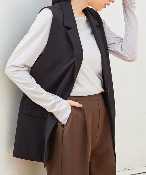 Honeys（ハニーズ）の「サムホール付シアートップス（Tシャツ/カットソー・レディース・アイボリー/ライトグレー/ブラウン/ブルー系その他/ブラック・L/S/M/LL）」の13枚目の写真