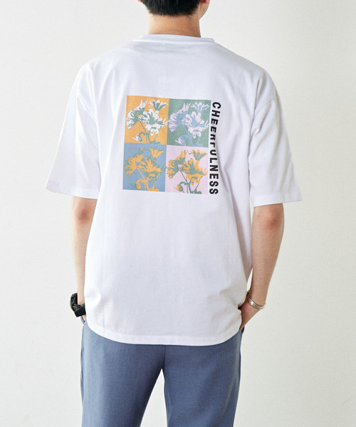 【MASTER FRAME】シャドーフラワープリントクルーネックTシャツ MASTER FRAME】シャドーフラワープリントクルーネックTシャツ（T