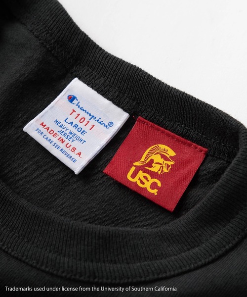 Champion(チャンピオン)の「【Champion/チャンピオン】USC ワンポイント刺繍 ヘビーウェイト カレッジロゴプリントショートスリーブTシャツ/半袖Tシャツ/USAコットン/MADE IN USA/T-1011(Tシャツ/カットソー・メンズ・レッド/ブラック/ホワイト/ホワイト系その他・M/L/XL)」の11枚目の写真