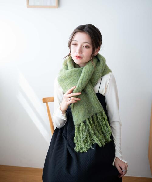 WEGO（ウィゴー）の「WEGO/ブークレニットロングマフラー（マフラー・レディース・アイボリー/オレンジ/ライトグレー/ブラウン/グリーン・FREE）」の16枚目の写真