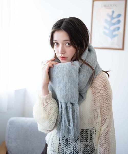 WEGO（ウィゴー）の「WEGO/ブークレニットロングマフラー（マフラー・レディース・アイボリー/オレンジ/ライトグレー/ブラウン/グリーン・FREE）」の21枚目の写真