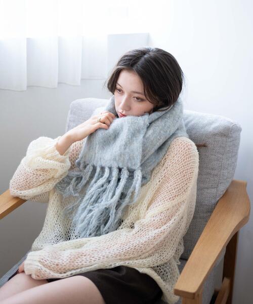 WEGO（ウィゴー）の「WEGO/ブークレニットロングマフラー（マフラー・レディース・アイボリー/オレンジ/ライトグレー/ブラウン/グリーン・FREE）」の22枚目の写真