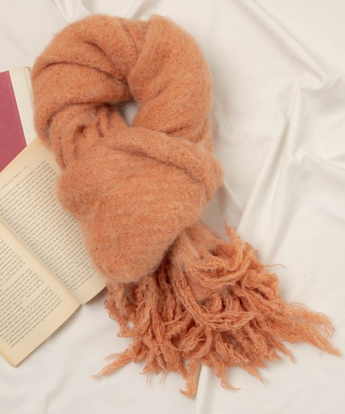 WEGO（ウィゴー）の「WEGO/ブークレニットロングマフラー（マフラー・レディース・アイボリー/オレンジ/ライトグレー/ブラウン/グリーン・FREE）」の5枚目の写真