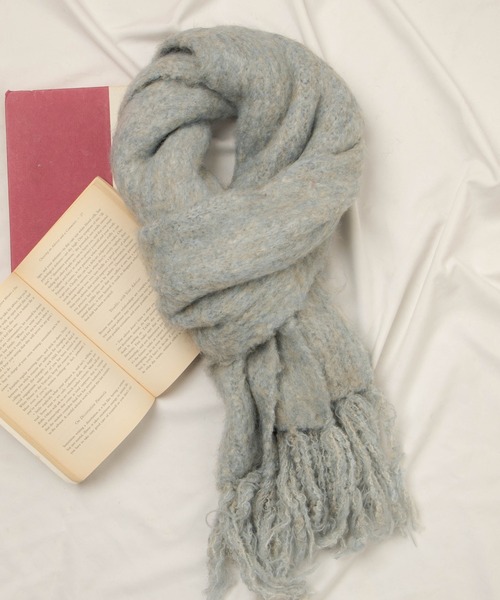 WEGO（ウィゴー）の「WEGO/ブークレニットロングマフラー（マフラー・レディース・アイボリー/オレンジ/ライトグレー/ブラウン/グリーン・FREE）」の6枚目の写真