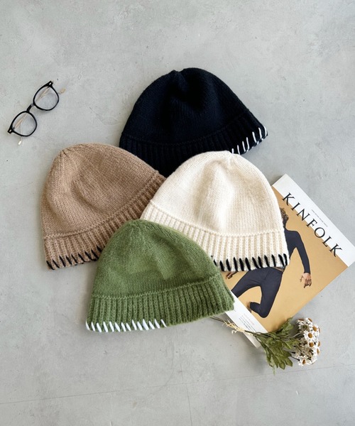 CLEA（クレア）の「リンキング刺繍かぎ編みニットバケハ（ハット・レディース・ブラウン/ブラック/アイボリー/カーキ・FREE）」の16枚目の写真