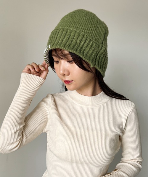 CLEA（クレア）の「リンキング刺繍かぎ編みニットバケハ（ハット・レディース・ブラウン/ブラック/アイボリー/カーキ・FREE）」の14枚目の写真