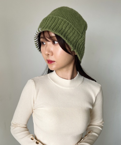 CLEA（クレア）の「リンキング刺繍かぎ編みニットバケハ（ハット・レディース・ブラウン/ブラック/アイボリー/カーキ・FREE）」の15枚目の写真