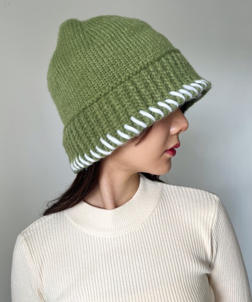 CLEA（クレア）の「リンキング刺繍かぎ編みニットバケハ（ハット・レディース・ブラウン/ブラック/アイボリー/カーキ・FREE）」の11枚目の写真