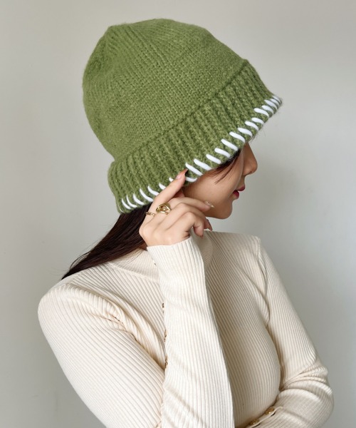 CLEA（クレア）の「リンキング刺繍かぎ編みニットバケハ（ハット・レディース・ブラウン/ブラック/アイボリー/カーキ・FREE）」の12枚目の写真