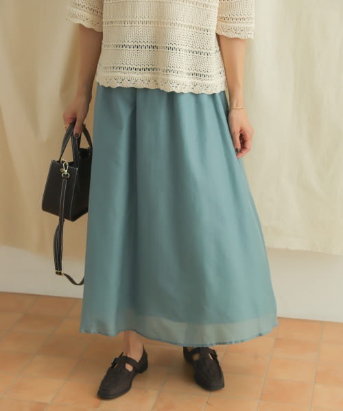 URBAN RESEARCH DOORS（アーバンリサーチドアーズ）の「コットンシルクロングスカート（スカート・レディース・ブラウン/ブラック/グリーン系その他・MEDIUM）」の12枚目の写真