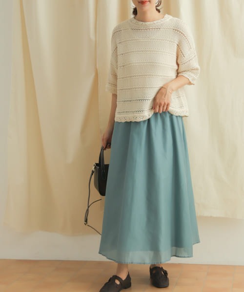 URBAN RESEARCH DOORS（アーバンリサーチドアーズ）の「コットンシルクロングスカート（スカート・レディース・ブラウン/ブラック/グリーン系その他・MEDIUM）」の18枚目の写真