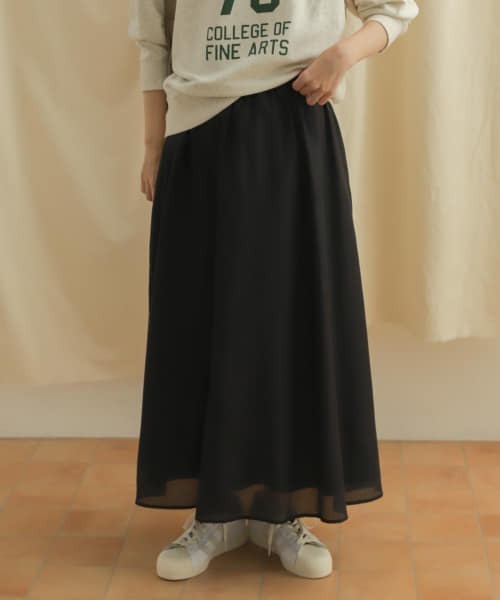 URBAN RESEARCH DOORS（アーバンリサーチドアーズ）の「コットンシルクロングスカート（スカート・レディース・ブラウン/ブラック/グリーン系その他・MEDIUM）」の9枚目の写真