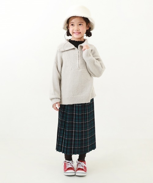 devirock(デビロック)の「ハーフジップ やわらかニットプルオーバー(ニット/セーター・キッズ・マスタード/ピンク系7/グレー・S/L/M)」の7枚目の写真