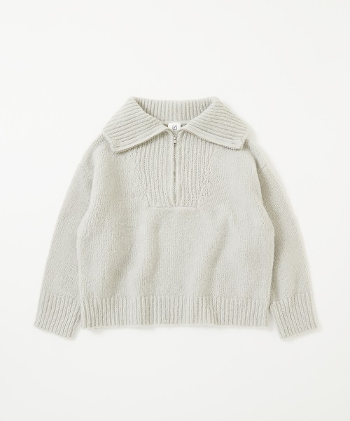 devirock(デビロック)の「ハーフジップ やわらかニットプルオーバー(ニット/セーター・キッズ・マスタード/ピンク系7/グレー・S/L/M)」の13枚目の写真