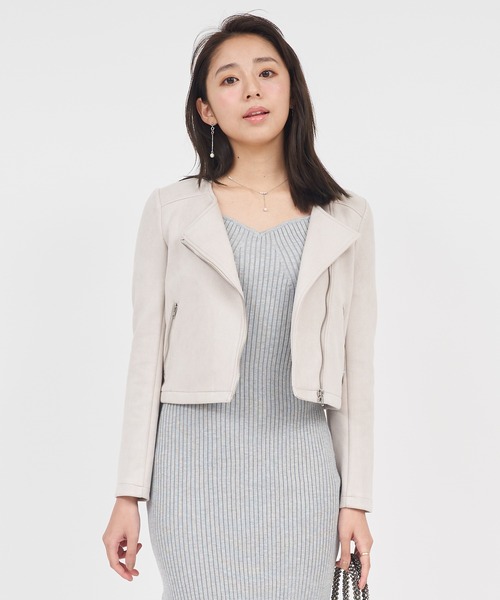 ROYAL PARTY（ロイヤルパーティー）の「ノーカラーライダースジャケット（ライダースジャケット・レディース・ライトグレー/ブラック/ベージュ・FREE）」の15枚目の写真