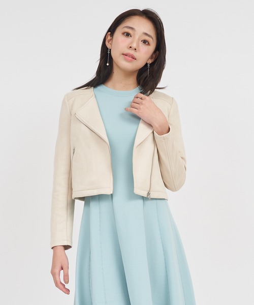 ROYAL PARTY（ロイヤルパーティー）の「ノーカラーライダースジャケット（ライダースジャケット・レディース・ライトグレー/ブラック/ベージュ・FREE）」の6枚目の写真