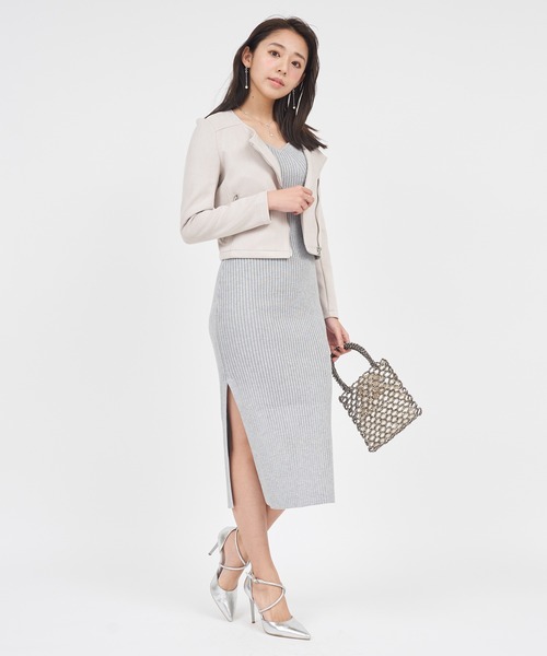 ROYAL PARTY（ロイヤルパーティー）の「ノーカラーライダースジャケット（ライダースジャケット・レディース・ライトグレー/ブラック/ベージュ・FREE）」の16枚目の写真