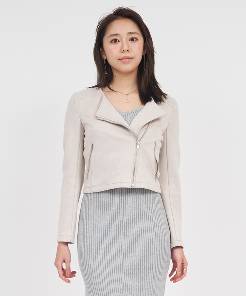 ROYAL PARTY（ロイヤルパーティー）の「ノーカラーライダースジャケット（ライダースジャケット・レディース・ライトグレー/ブラック/ベージュ・FREE）」の12枚目の写真