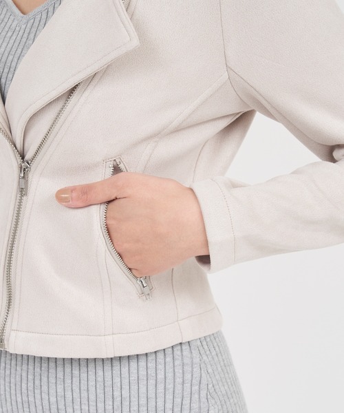 ROYAL PARTY（ロイヤルパーティー）の「ノーカラーライダースジャケット（ライダースジャケット・レディース・ライトグレー/ブラック/ベージュ・FREE）」の9枚目の写真