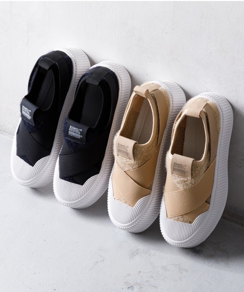 Noubel Voug Relax（ヌーベルヴォーグリラックス）の「モコモコ仕様 厚底 クロスデザイン スニーカー（スニーカー・レディース・ブラック/ベージュ・22.5/23/23.5/24/24.5/25）」の16枚目の写真