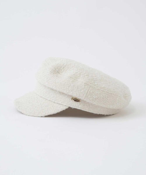 one after another NICE CLAUP（ワンアフターアナザーナイスクラップ）の「エンブレム付きツイードキャスケット（キャスケット・レディース・アイボリー/ブラック・FREE）」の8枚目の写真