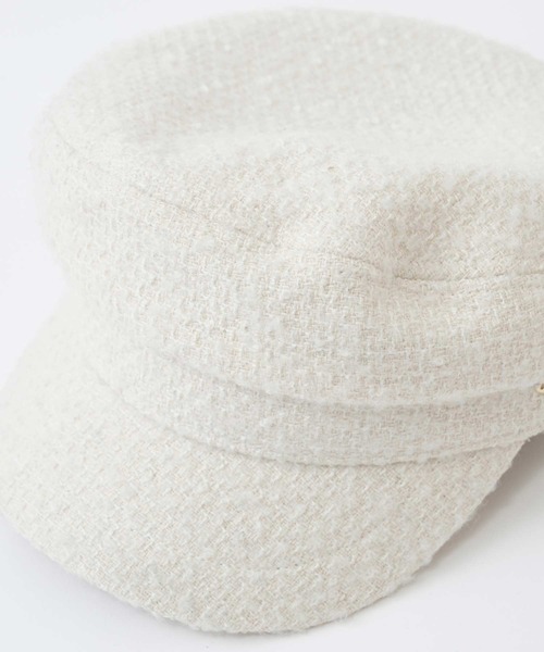 one after another NICE CLAUP（ワンアフターアナザーナイスクラップ）の「エンブレム付きツイードキャスケット（キャスケット・レディース・アイボリー/ブラック・FREE）」の6枚目の写真