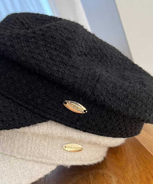 one after another NICE CLAUP（ワンアフターアナザーナイスクラップ）の「エンブレム付きツイードキャスケット（キャスケット・レディース・アイボリー/ブラック・FREE）」の13枚目の写真