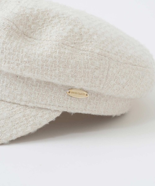 one after another NICE CLAUP（ワンアフターアナザーナイスクラップ）の「エンブレム付きツイードキャスケット（キャスケット・レディース・アイボリー/ブラック・FREE）」の7枚目の写真