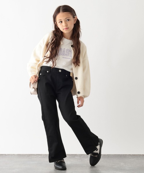ブルレア　ブラックサイドスリット　カジュアルパンツ フレアパンツ レディース ボトムス パンツ スリット スリット