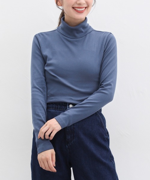 Honeys(ハニーズ)の「フライスタートル(Tシャツ/カットソー・レディース・オレンジ/イエロー/ダークグレー/グリーン/ブルー/モカ/ボルドー/スモークピンク/ブルー系その他・M/L/LL/S)」の4枚目の写真