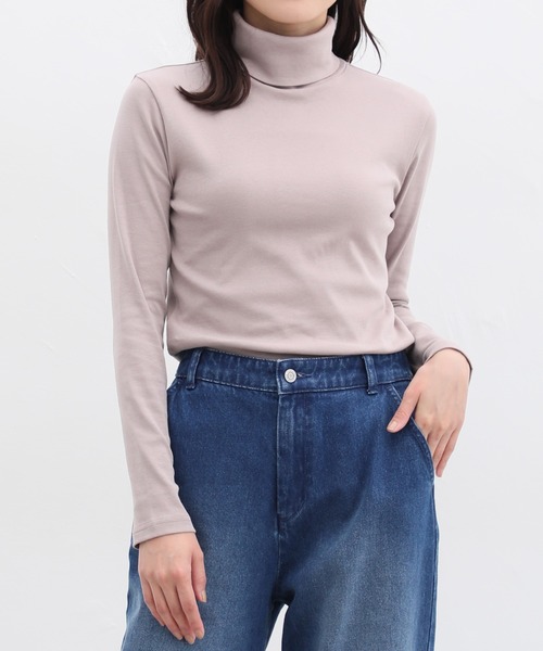 Honeys(ハニーズ)の「フライスタートル(Tシャツ/カットソー・レディース・オレンジ/イエロー/ダークグレー/グリーン/ブルー/モカ/ボルドー/スモークピンク/ブルー系その他・M/L/LL/S)」の3枚目の写真